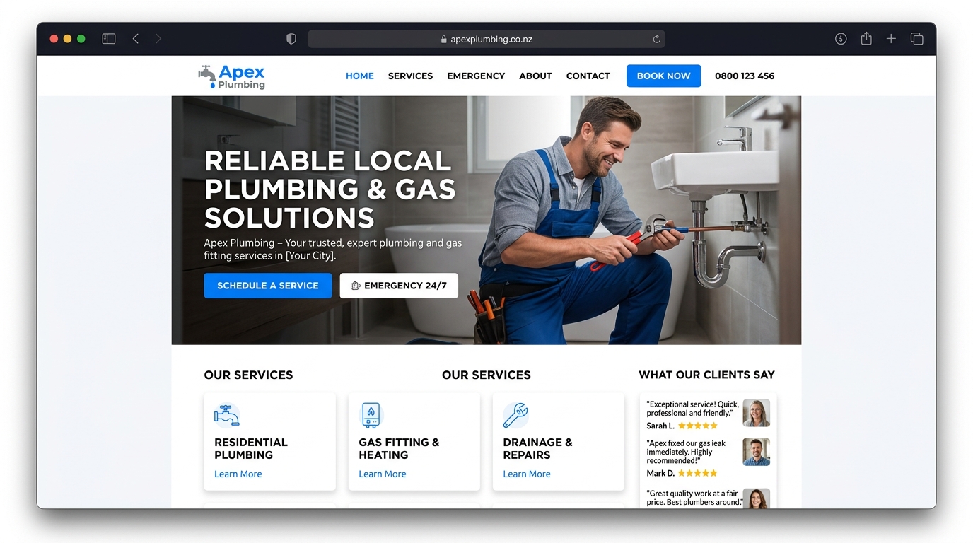 Apex Plumbing Website Mockup